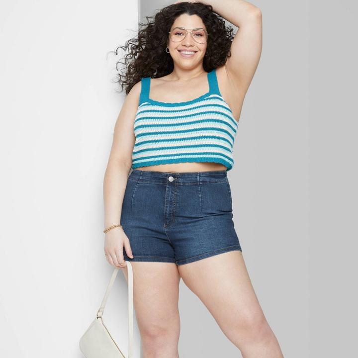 Women's Plus Size Super-high Rise Jean Shorts - Wild Fable Dark Wash