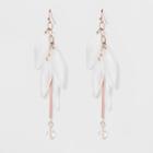 Beige Leaves, Pink Bar, And Clear Beads Earrings - A New Day Rose Gold/white
