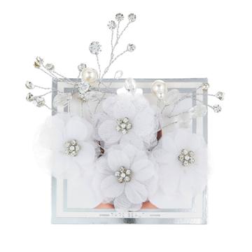 Rare Beauty Crystal Rhinestone Pearl And Tulle Flower Hair Comb