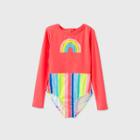 Girls' Long Sleeve Rainbow Striped One Piece Swimsuit - Cat & Jack