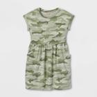 Girls' Printed 100% Cotton Short Sleeve Knit Dress - Cat & Jack Sage
