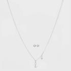 Silver Plated Cubic Zirconia Initial 'l' Chain Pendant Necklace And Earring Set - A New Day