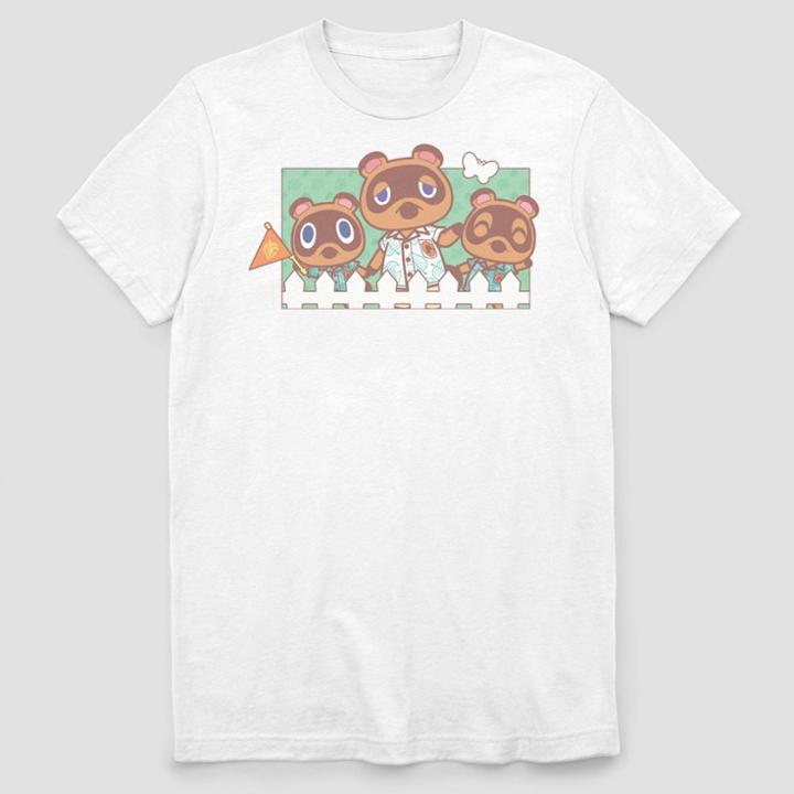 Men's Nintendo Animal Crossing Nook Family Short Sleeve T-shirt - White