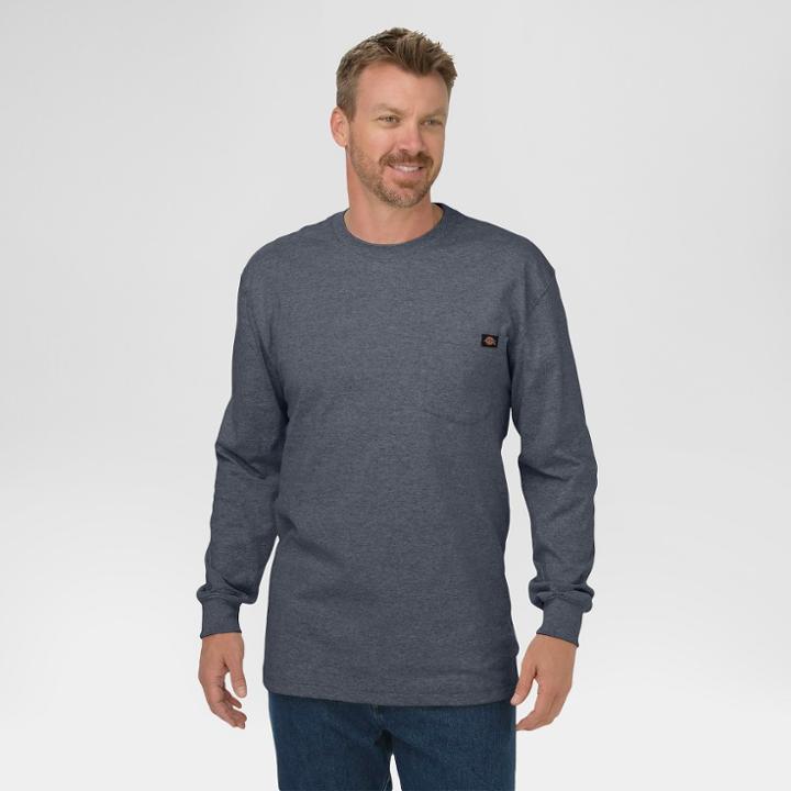 Dickies Men's Big & Tall Cotton Heavyweight Long Sleeve Pocket T-shirt- Charcoal (grey) Xxxl