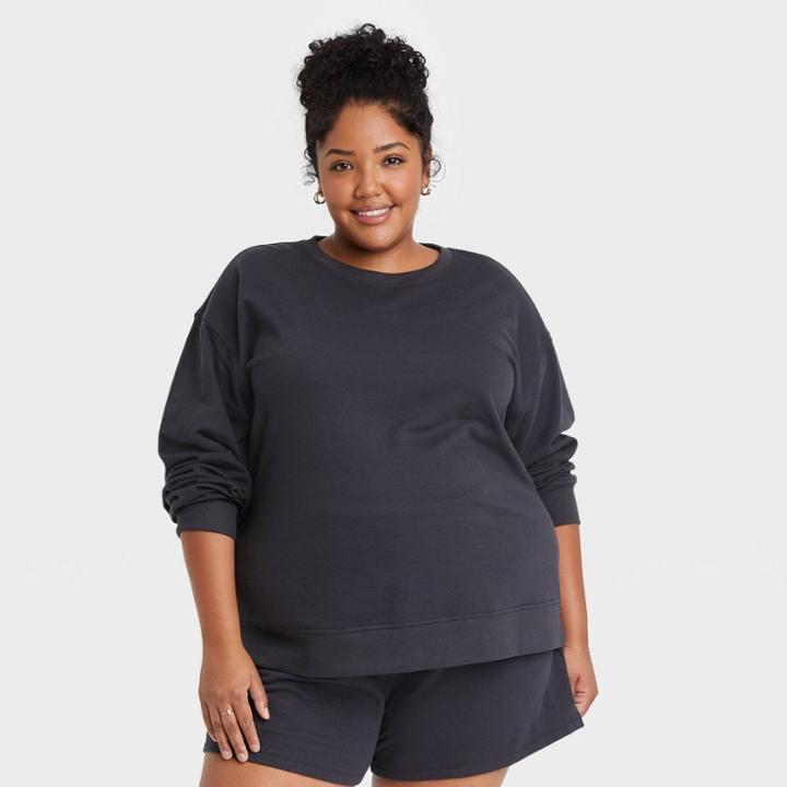 Women's Plus Size Fleece Lounge Sweatshirt - Ava & Viv Gray X