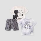 Toddler Boys' 3pc Mickey Mouse Top And Bottom Set - Off-white/gray