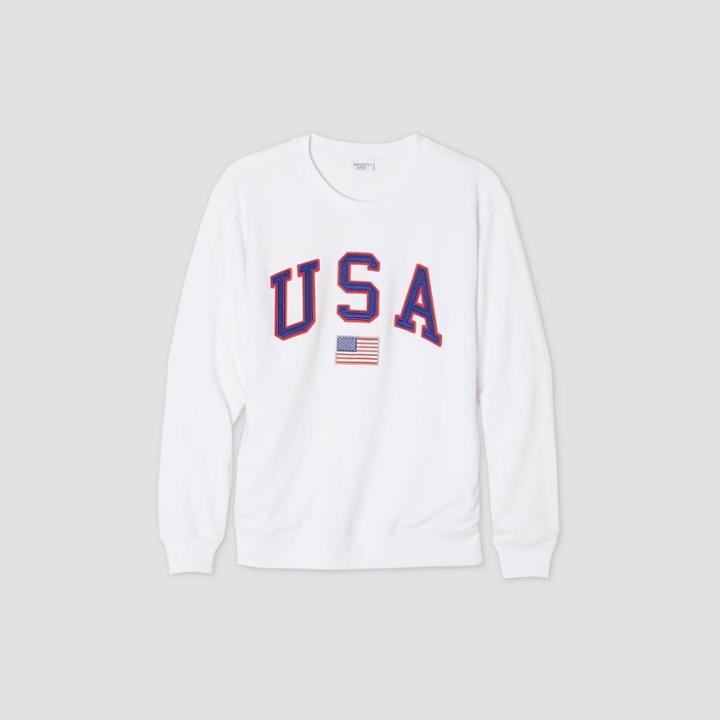 Mighty Fine Women's Usa Graphic Sweatshirt - White