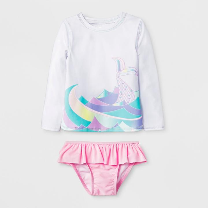 Toddler Girls' Mermaid Tail Rash Guard Set - Cat & Jack White