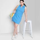 Women's Plus Size Sleeveless Zip-front Bodycon Polo Dress - Wild Fable Azure