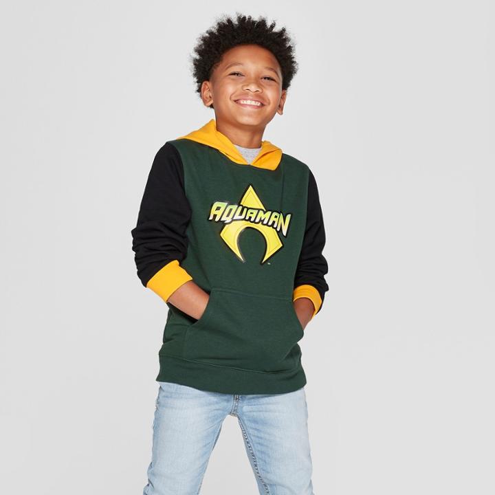 Dc Comics Boys' Aquaman Costume Hoodie - Green