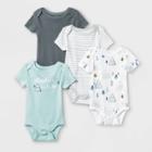 Baby Boys' 4pk Adventure Short Sleeve Bodysuit - Cloud Island White/aqua/gray