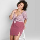 Women's Plus Size Notch Front A-line Mini Skirt - Wild Fable Grape