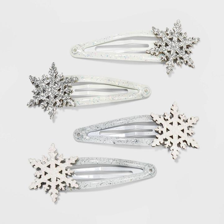 No Brand Glitter Snowflake Snap Clip Set