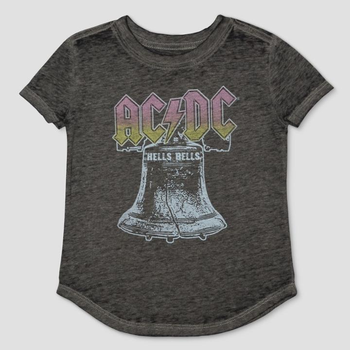 Toddler Girls' Ac/dc Burnout Short Sleeve T-shirt - Black 18 Months,