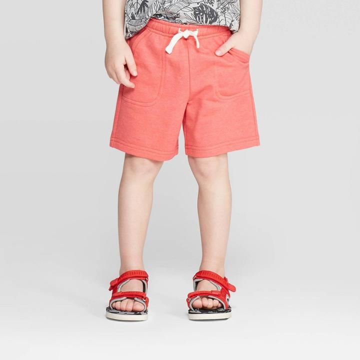 Toddler Boys' French Terry Pull-on Shorts - Cat & Jack Berry 12m, Boy's, Orange