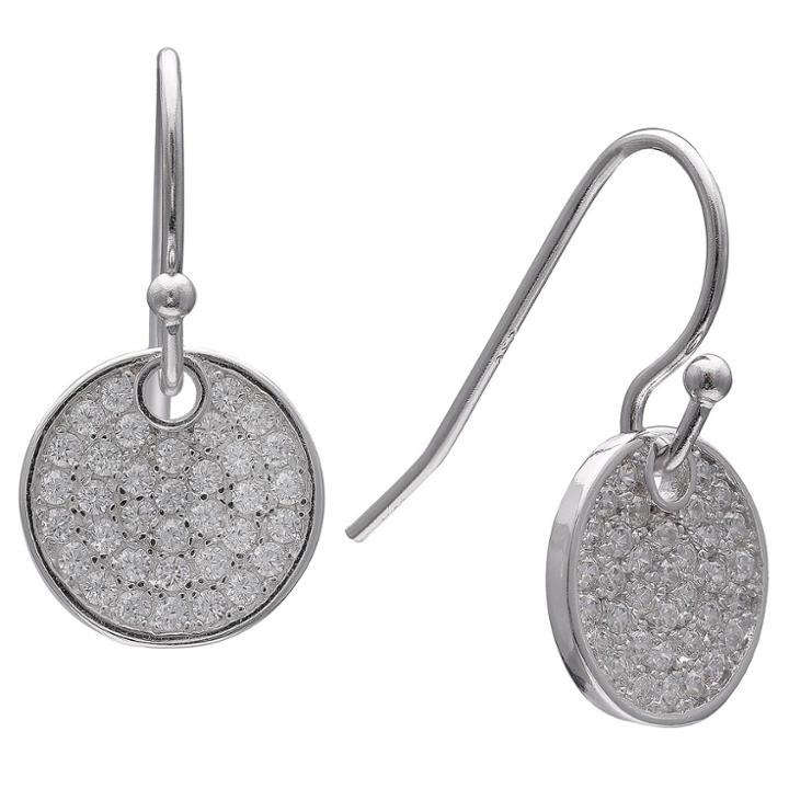 Target Women's Pave Cubic Zirconia Disc Drop Earrings In Sterling Silver - Clear/gray