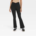 Women's Crossover V-waistband Flare Leggings - A New Day Black