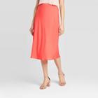 Women's Mid-rise Satin Slip Skirt - A New Day Red