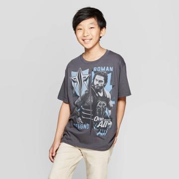 Boys' Wwe Logo Short Sleeve T-shirt - Charcoal Gray