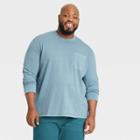 Men's Big & Tall Long Sleeve Garment Dyed Pocket T-shirt - Goodfellow & Co Botanical Blue