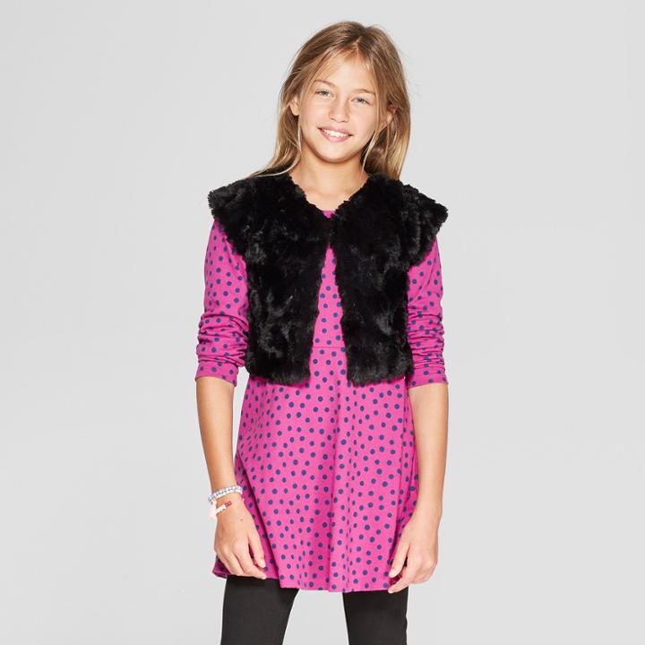 Girls' Faux Fur Bolero - Cat & Jack Black