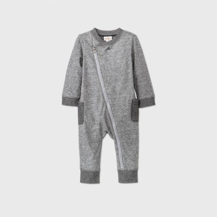 Baby Boys' Zip Front Romper - Cat & Jack Black Newborn