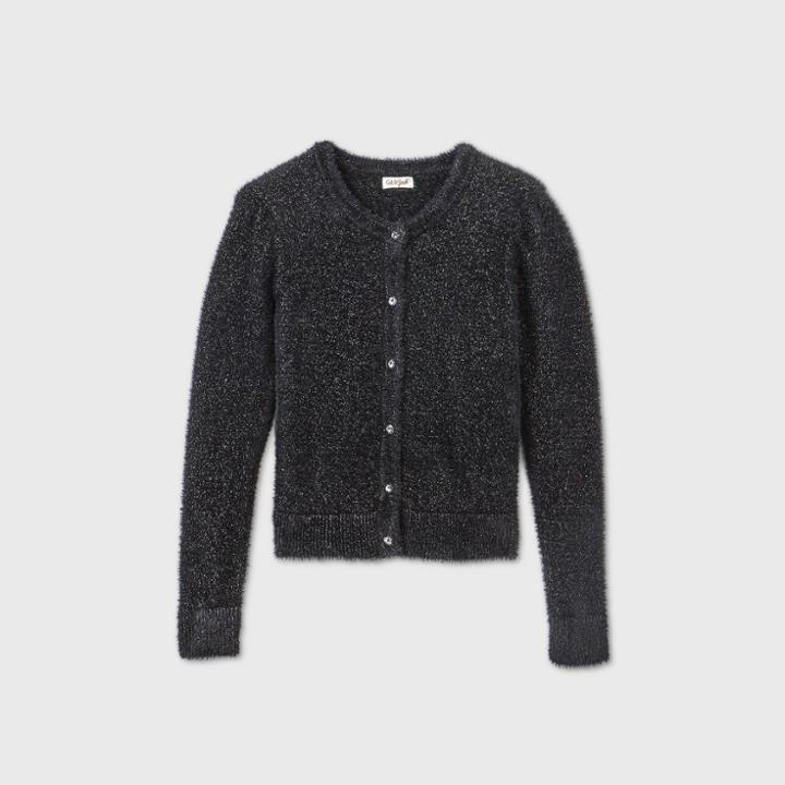 Girls' Dressy Eyelash Cardigan - Cat & Jack Black