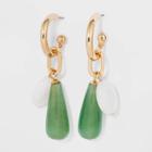 Chain Link Semi-precious Beaded Hoop Earrings - A New Day Green