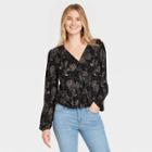 Women's Floral Print Long Sleeve Top - Knox Rose Black