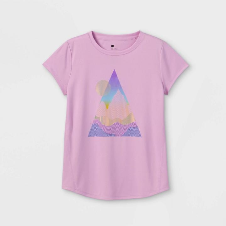 Girls' Short Sleeve Mountain Graphic T-shirt - All In Motion Violet