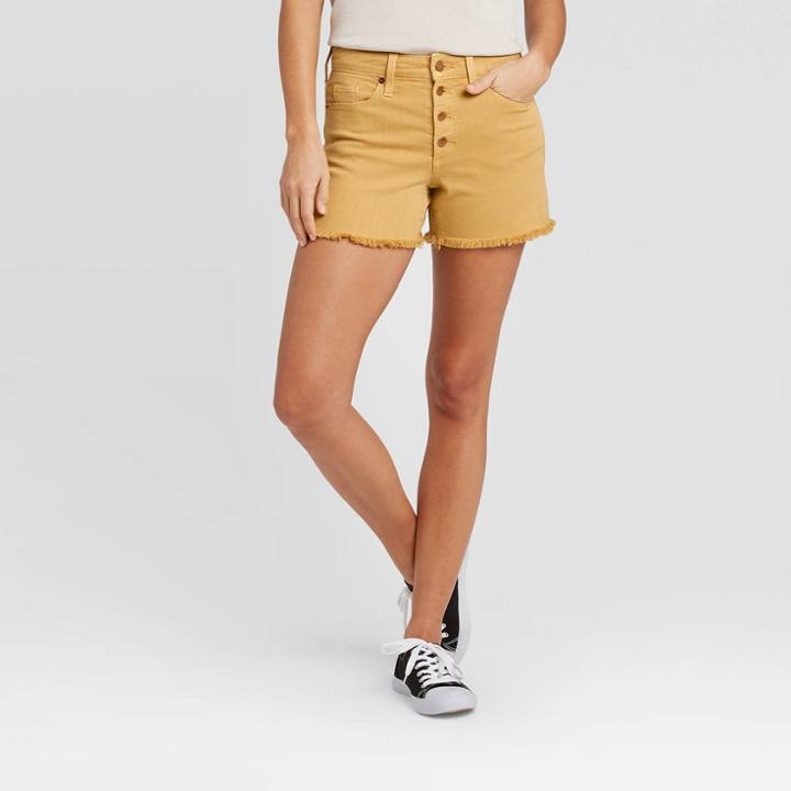 Women's High-rise Midi Jean Shorts - Universal Thread Golden Bronze 00, Women's, Brown