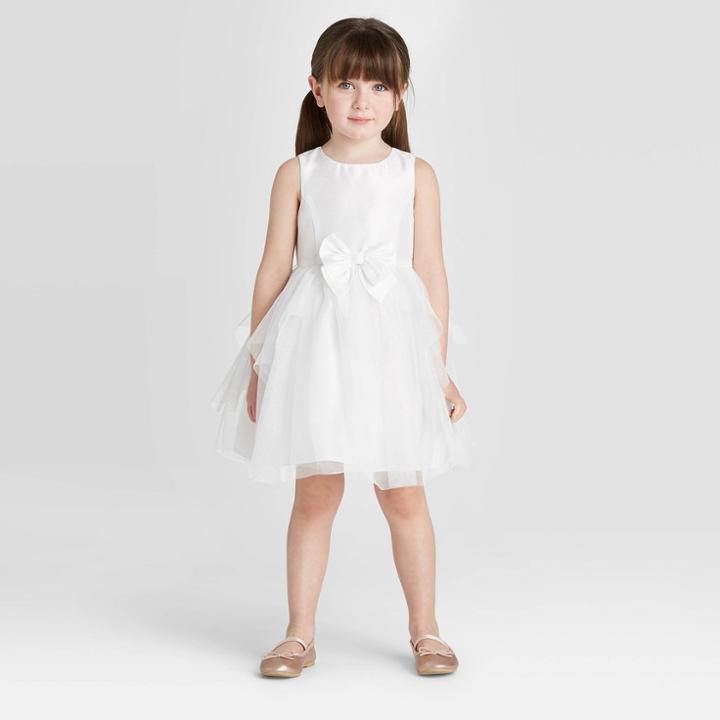 Zenzi Toddler Girls' Glitter Tulle Flower Girl Dress - Off-white 2t, Toddler Girl's, Beige