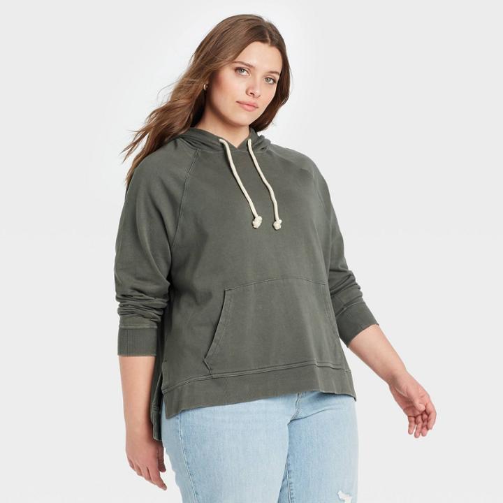 Women's Plus Size Hooded Sweatshirt - Universal Thread Green