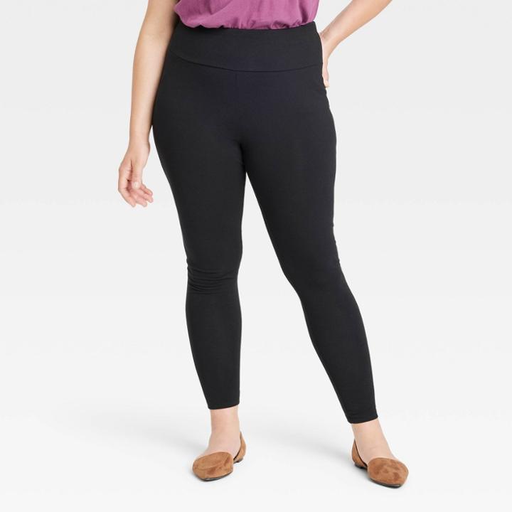 Women's Plus Size High-waisted Leggings - Ava & Viv Black X