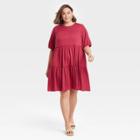 Women's Plus Size Short Sleeve Babydoll Dress - Knox Rose Red