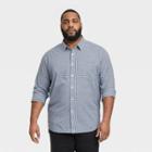 Men's Big & Tall Every Wear Long Sleeve Button-down Shirt - Goodfellow & Co Navy Gingham Mt, Blue Gingham