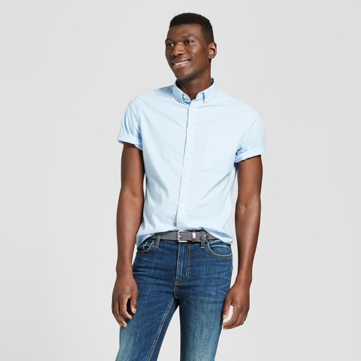 Petitemen's Slim Fit Short Sleeve Button-down Shirt - Goodfellow & Co Bayshore Blue