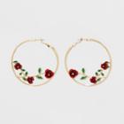Target Roses And Leaves On Hoop Earrings - Wild Fable Gold, Red