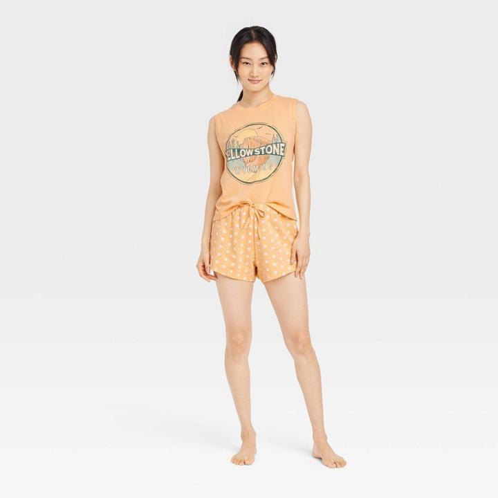 Women's Weekend Soul Tank Top And Shorts Pajama Set - Yellow