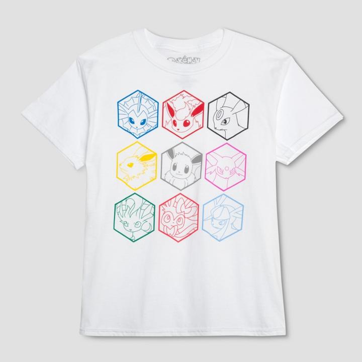 Boys' Pokemon 9 Hexagons Short Sleeve Graphic T-shirt - White