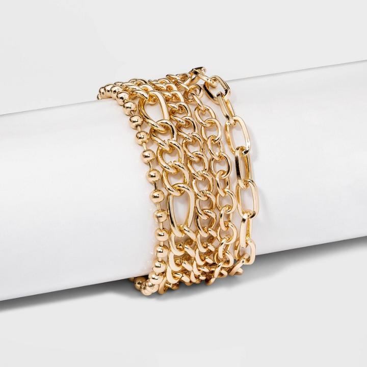 Gold Multi Chain Bracelet Set 5pc - Wild Fable Gold