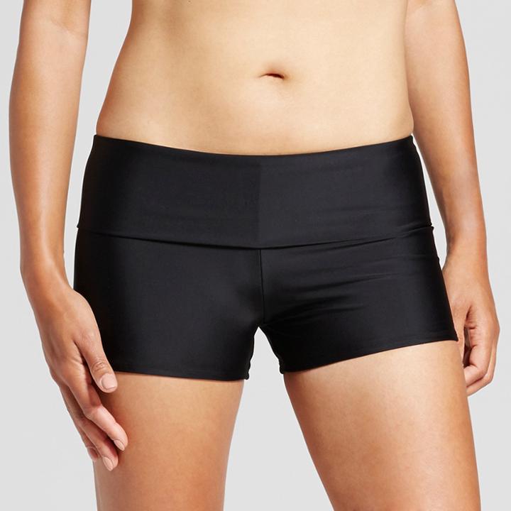 Merona Women's Foldover Swim Boyshort - Black -