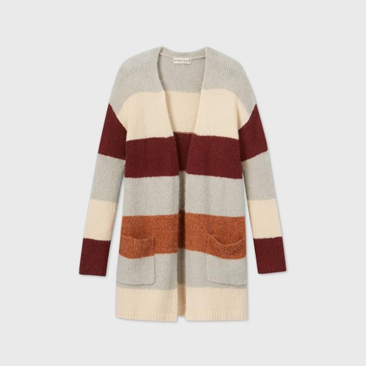 Women's Striped Open Cardigan - Knox Rose Xs,