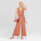 Women's Sleeveless V-neck Knit Jumpsuit - A New Day Brown