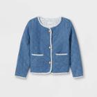 Girls' Printed Layering Quilted Jacket - Cat & Jack Medium Wash Xs,
