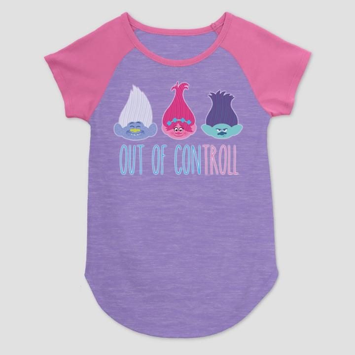 Girls' Trolls Out Of Control Graphic Short Sleeve T-shirt - Purple