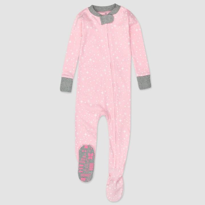 Honest Baby Twinkle Star Print Snug Fit Footed Pajama - Pink