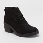 Women's Lucia Microsuede Lace-up Heeled Wide Width Ankle Booties - Universal Thread Black 8.5w,