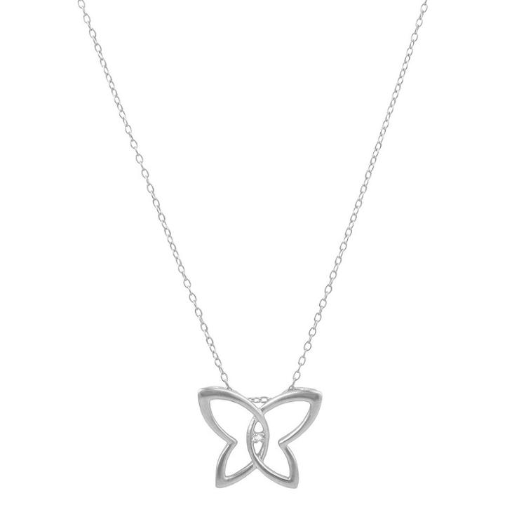 Journee Collection 1/10 Ct. T.w. Round-cut Diamond Pave-set Butterfly Necklace In Sterling Silver -