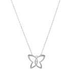 Journee Collection 1/10 Ct. T.w. Round-cut Diamond Pave-set Butterfly Necklace In Sterling Silver -